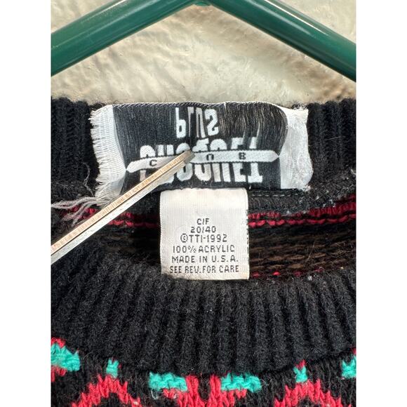 Vintage Croquet Club Womens Pullover Sweater Geometric Knit 80s Funky Size 1X - Picture 5 of 6